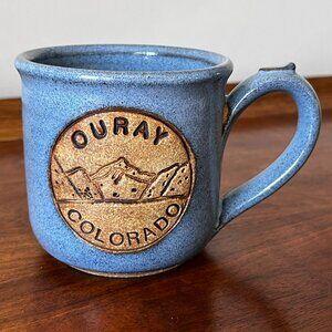 Clay Pen Pottery Ouray Colorado Coffee Mug Cup Blue Stoneware Hand-Thrown USA